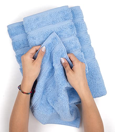 American Soft Linen 100% Cotton Luxury Turkish Towels, 6 Piece Towel Set | Soft Absorbent Quick Dry OEKO Tex Standard 100 Certificated Durable Machine Washable Premium Hotel Quality - color: Sky Blue