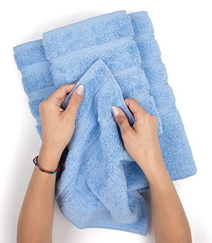 American Soft Linen 100% Cotton Luxury Turkish Towels, 6 Piece Towel Set | Soft Absorbent Quick Dry OEKO Tex Standard 100 Certificated Durable Machine Washable Premium Hotel Quality - color: Sky Blue