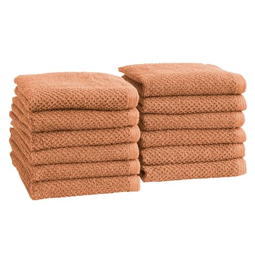 Great Bay Home 100% Cotton 12-Pack 13x13 Wash Cloth - Absorbent, Quick-Drying, Durable Face Towels for Bathroom Decor - Low-Twist, Two-Ply Fibers (Clay) - color: 07 Clay, size: Washcloth (Pack of 12)