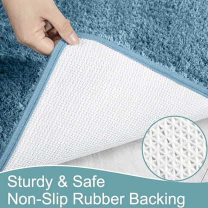 AROGAN Luxury Bathroom Rugs, Soft Non Slip Bath Mat, 24x17 Inch Aqua Blue | Absorbent Microfiber Rubber Backing, Quick Dry Bathroom Mat Shower Mat, Machine Washable Plush Carpets - color: Aqua Blue, size: 1'5" X 2' (24" X 17")