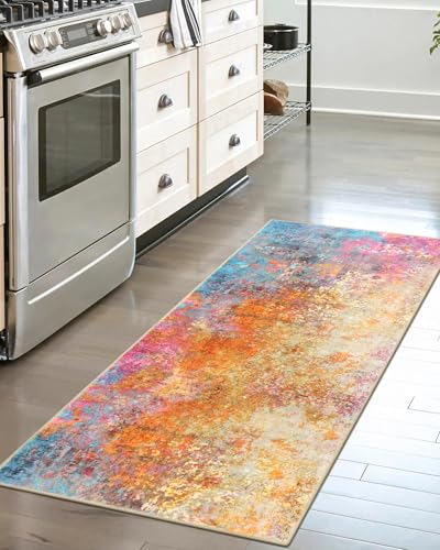 Lahome Kitchen Rugs, 2x4 Washable Rug with Soft Low-Pile for Entryway and Hallyway, Non-Slip&Small Carpet for Bathroom, Easy Clean Door-Friendly Mat, Kid&Pet Friendly Modern Decor 2x4 Galaxy - color: Galaxy, size: 2' x 4.3'