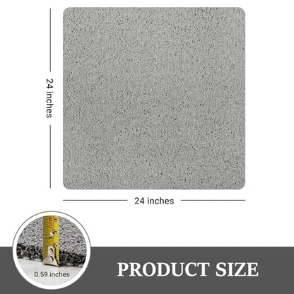LuxStep Shower Mat Bathtub Mat Non-Slip Bath Mat with Drain, Quick Drying | 24x24 inch PVC Loofah Bathmat for Tub,Shower,Bathroom,Grey - color: Stylish Grey, size: 24" x 24"
