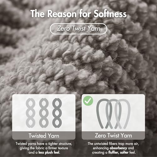 Madison Park 100% Zero Twist Cotton 4 Piece Bathroom Bath Towels, Grey | 30" x 56" Large Shower Towels, 500 GSM Diagonal Ribbed, Soft, Quick Dry, Highly Absorbent, Durable, Modern, OEKO TEX - color: Grey, size: 4 Piece Bath Towel Set