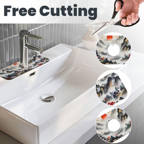 Chinese Sun Mountain Tower Garden Fashion Kitchen sink faucet pad, strong water absorption, anti slip, easy to clean, very suitable for splash and drip prevention, suitable for kitchens and bathrooms - color: Chinese Sun Mountain Tower Garden Fashion