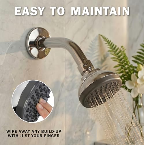 Aqua Elegante Pressure Boosting Shower Head - 1.8 GPM - Polished Chrome | 3 Inch Wall Mount, Water Saving Showerhead, Best For Low Flow Showers With Anti-Clog Nozzles & Adjustable Brass Fitting - color: Polished Chrome, size: 1.8 GPM