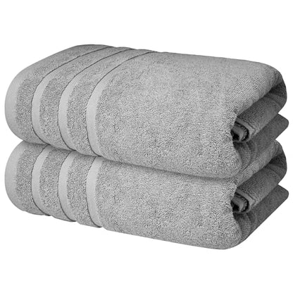 Infinitee Xclusives 100% Ring-Spun Cotton Bath Towels for Bathroom - Pack 2 | Luxury Super Soft, Absorbent & Quick-Drying |27x54 inches| Large Bathroom Towels Set |600 GSM| Gym, Shower, Spa & Hotel Use - color: Charming Grey