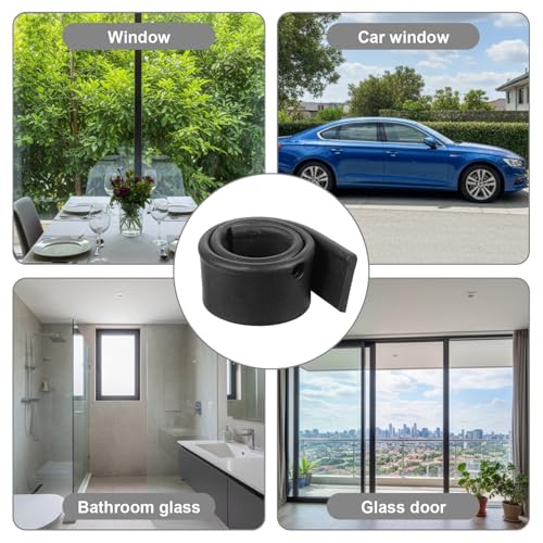 2 PCS Rubber Squeegee Replacement Blades, Black Squeegee Replacement Rubber 10 Inch Standard Shower Glass Doors Squeegees Replacements Squeegees Silicone Accessory, Black