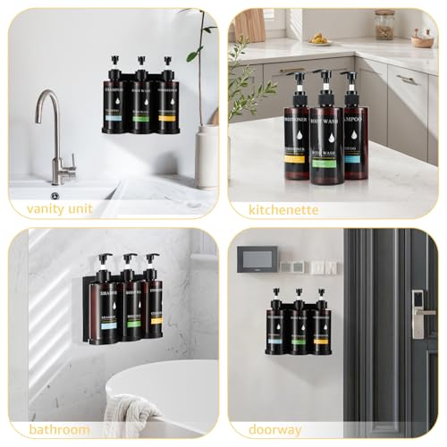 Pollock Shampoo and Conditioner Dispenser Set of 3,12.85 Oz *3 Chamber