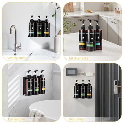 Pollock Shampoo and Conditioner Dispenser Set of 3,12.85 Oz *3 Chamber