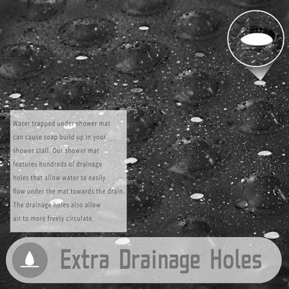 Yimobra Shower Mat 21X21 Inch Square, Non Slip Bathtub Mat with Large Suction Cups&Drain Holes, Soft Fast Dry Shower Stall Mats for Inside Shower, Machine Washable BPA-Free, Bath Essentials, Black - color: Black, size: 21 x 21 inches
