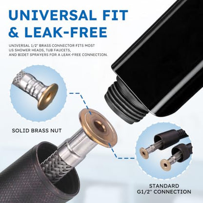 79" Shower Hose, Stainless Steel Shower Hose Extension, Oil Rubbed Bronze | Stainless Steel Material, Stretchable Design, Tangle-Free Design, Double Buckle Design, Handheld Shower Hose for Bathroom - color: Oil Rubbed Bronze, size: 79inch
