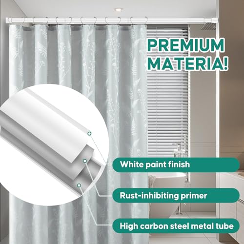 Shower Curtain Rod, No Drill Spring Tension Curtain Rods for Windows, Bathroom, Closet, Non-Slip, Anti-Rust, 0.87" Diameter, White, 1 pack - color: white, size: 28"-77" 1pcs