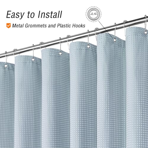 Long Fog Blue Fabric Shower Curtain, 72 x 78 | Tall Cloth-Textured Shower Curtain for Bathroom, Water Repellent, Machine Washable - color: Fog Blue, size: 72"W x 78"L (Pack of 1)