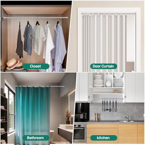 Shower Curtain Rod, No Drill Spring Tension Curtain Rods for Windows, Bathroom, Closet, Non-Slip, Anti-Rust, 0.63" Diameter - color: Silver grey, size: 16"-54" 2pcs