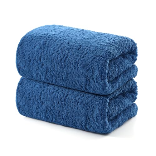 REDKISS 2 Piece Luxury Bath Towel Set - 31x62 inch Oversized Thick Bath Towels, 100% Cotton, 900 GSM, Super Soft, Highly Absorbent, Quick Dry Large Shower Towels for Bathroom, Pool, Gym, Spa, Navy - color: Navy, size: Bath Towel Set of 2