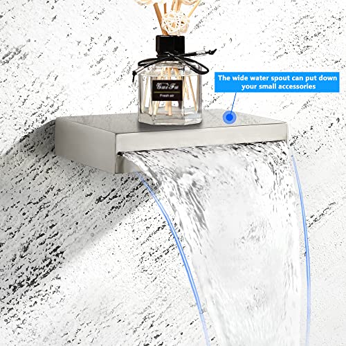 SKOWLL Wall Mount Bathroom Sink Faucet 3 Hole, 2 Handle Widespread Vanity Faucets, Waterfall Tub Filler, Solid Brass Rough in Valve, Brushed Nickel - color: Brushed Nickel