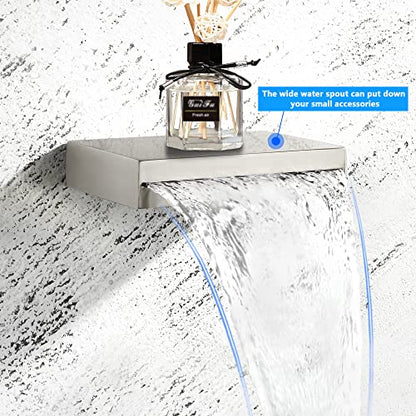 SKOWLL Wall Mount Bathroom Sink Faucet 3 Hole, 2 Handle Widespread Vanity Faucets, Waterfall Tub Filler, Solid Brass Rough in Valve, Brushed Nickel - color: Brushed Nickel