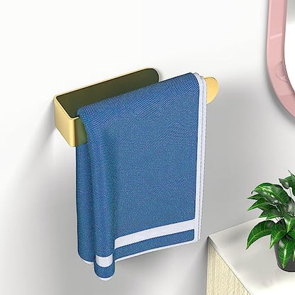HUFEEOH Adhesive Hand Towel Holder, Kitchen Towel Hanger Towel Bars Wall Mounted, Stainless Steel Bath Towel Holder for Bathroom Hotel Kitchen (8 inch, Gold) - color: Gold, size: 8 Inch