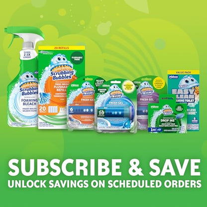 Scrubbing Bubbles Flushable Toilet Bowl Wand Cleaner Refills, Fresh Brush Cleaner Toilet Refill Pads, Removes Limescale & Odors, Citrus Scent, 10 Count (Pack of 1) - size: 10 Count (Pack of 1), style: Refill