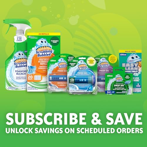Scrubbing Bubbles Flushable Toilet Bowl Wand Cleaner Refills, Fresh Brush Cleaner Toilet Refill Pads, Removes Limescale & Odors, Citrus Scent,20 Count (Pack of 4) - size: 20 Count (Pack of 4), style: Refill