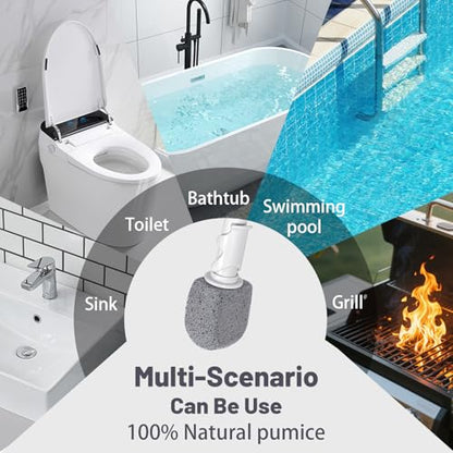 Upgrade Pumice Stone Toilet Bowl Cleaner with 11.8Inch Long Handle | Bathroom Cleaner Brush, Toilet Wand Refills, Remove Hard Water Stains, 1 Wand + Pumice Stones (10 PACK) - size: 10 PACK