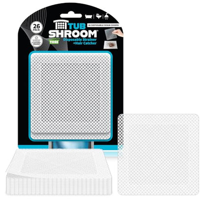 TubShroom 26 Pack Square Disposable Drain Cover - Hair Catcher Mesh Sticker Strainers for Shower Bathtub and Bathroom - Hair Catcher Sticker Drain Protector - Half Year Supply - size: 26 Pack, style: Square