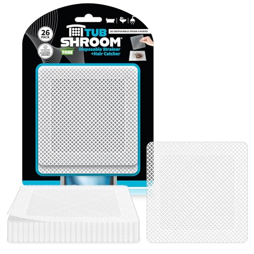 TubShroom 26 Pack Square Disposable Drain Cover - Hair Catcher Mesh Sticker Strainers for Shower Bathtub and Bathroom - Hair Catcher Sticker Drain Protector - Half Year Supply - size: 26 Pack, style: Square