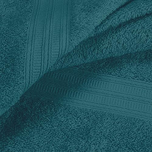 BOUTIQUO 6 Pack Cotton Towel Set, Contains 2 Bath Towels 27x54 inch, 2 Hand Towels 16x24 inch & 2 Wash Coths 12x12 inch, Ideal Everyday use, Ultra Soft Compact & Lightweight - Teal - color: Teal, size: 6 Piece Towel Set