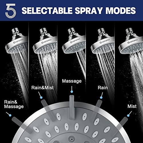High Pressure Shower Head, HOPOPRO 5-Mode Fixed Showerhead, NBC Recommended | The Washington Post, NBC News, Today TV Show Recommended, Consumer Reports Tested High Flow Fixed Shower Head (4 Inch Chrome) - color: Chrome, style: 4 Inch Modern
