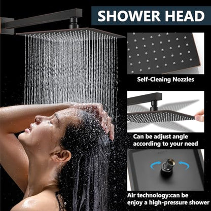 Aolemi Shower Faucet Set with Handheld Oil Rubbed Bronze 16 Inch Head | Pressure Balance Shower Valve and Trim Kit,SUS304 Rain Head and Handle System,All Metal,Wall Mount,Bathroom,Handheld Spray - color: Bronze, size: 16 Inch Wall Mount Shower Head