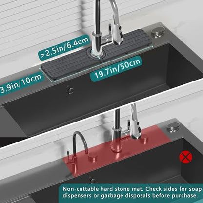 Faucet Mat for Kitchen Sink Water Absorbing Stone Tray for Bathroom Counter | 19.7 x 4 inch, Faucet Splash Guard, Quick Dry, Raised Feet, Diatomaceous Earth, Sink Protector, Kitchen Sink Accessories
