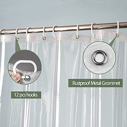 UFRIDAY 9G Thick Extra Long Clear Shower Curtain Liner, 72 X 84 inch Heavy Duty Waterproof EVA Shower Curtain Liner with 5 Bottom Magnets and 12 Grommet Holes, Transparent - size: 72"W x 84"L (Pack of 1)