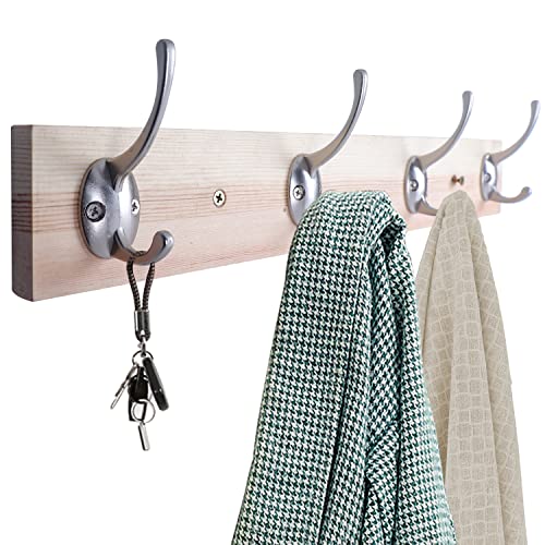 IBosins 32 Pack Silvery Double Coat Hooks Wall Mounted with 64 Screws | Retro Double Hooks Utility Hooks for Coat, Scarf, Bag, Towel, Key, Cap, Cup, Hat - color: 32 Pcs Silver