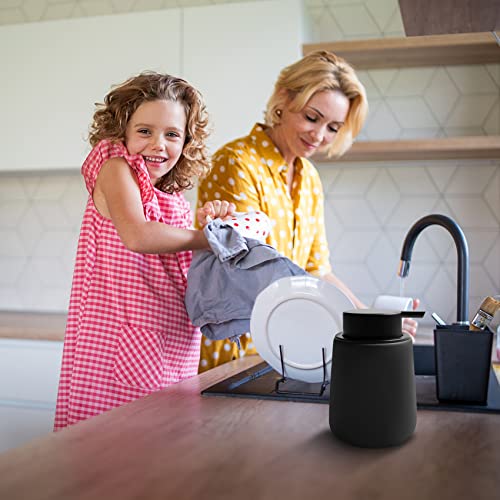 Soap Dispenser Ceramic with Easy-to-Press Pump Hand Lotion Liquid Dispenser for Shampoo Bathroom Kitchen 12 oz Black - color: Black