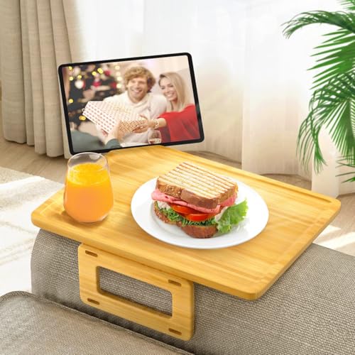 Smatdecis Couch Arm Tray Table Sofa Arm Clip Table, Armrest Tray Table Suitable for Home Drinks/Fast Food/Fruit Etc, Large Size Multi-Function Natural - color: Natural, size: 13" x 9.4"(Classic)