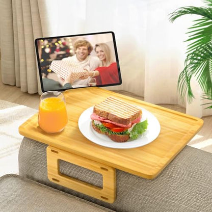 Smatdecis Couch Arm Tray Table Sofa Arm Clip Table, Armrest Tray Table Suitable for Home Drinks/Fast Food/Fruit Etc, Large Size Multi-Function Natural - color: Natural, size: 13" x 9.4"(Classic)
