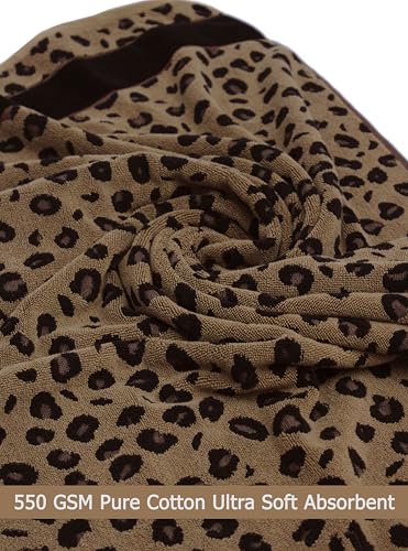 COTTON CRAFT Cheetah Bath Towel - 2 Pack 100% Cotton Animal Print Towels | Large 30x52 inches Leopard Africa Safari Jacquard Terry Towel - 550 GSM Soft Absorbent Luxurious Bathroom Shower Spa Towels - color: 2 Pack Bath Towel