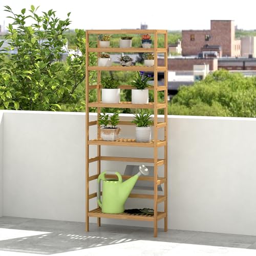 Bamboo Rack, Adjustable Bamboo Shelf, Bathroom Living Room, 6-Tier - size: 6-Tier-1