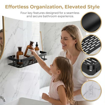 Wall-mounted Shower Rack, Large Capacity, No-drill Installation, Floating Shelf for Bathroom and Kitchen, Space-saving, Easy to Install, Used to Store Toiletries, Cosmetics and Miscellaneous Items