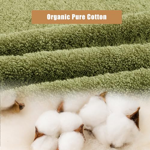 18-Piece Cotton Bath Towel Set with Hanging Loops for Bathroom, Green | Stock-up towel set for family bathrooms, guest baths, multi-bath homes, and wash-day rotation, OEKO-TEX certified, easy care - color: A05: Green