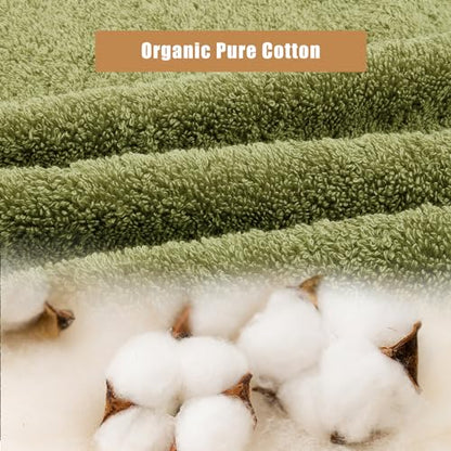 18-Piece Cotton Bath Towel Set with Hanging Loops for Bathroom, Green | Stock-up towel set for family bathrooms, guest baths, multi-bath homes, and wash-day rotation, OEKO-TEX certified, easy care - color: A05: Green