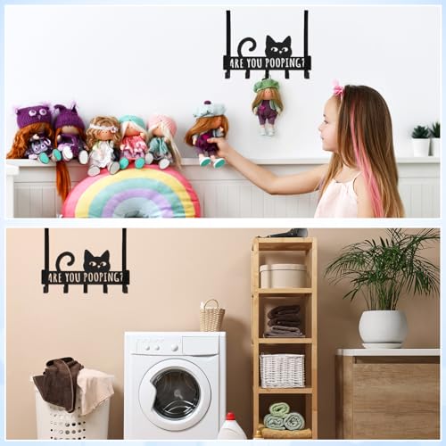 Kathfly Black Cat Over the Door Hooks Towel Hooks Heavy Duty Hanging Towel Rack Over Door Hanger, 5 Coat Hanger for Bedroom Bathroom Kitchen - color: Black, style: Cat