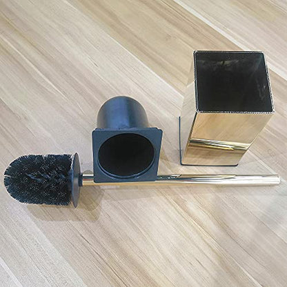 Freestanding Toilet Brush Holder for bathrooms 304 Stainless Steel Toilet Brush Stand Square Storage and Organization Rust Resistant 17-inch high Polished Gold Finished - color: 17-inch High Square Polished Gold