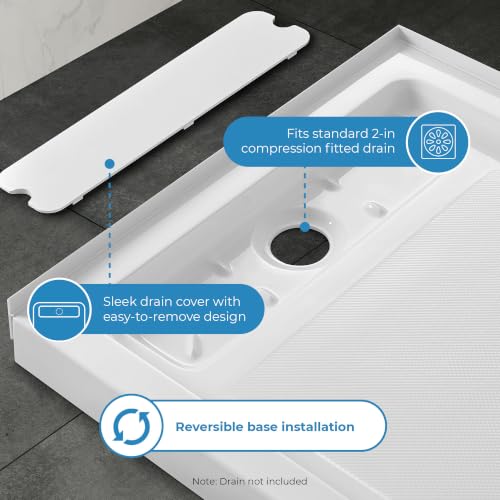 OVE Decors 60x32" Shower Base, White - size: 60 x 32, style: Side Drain