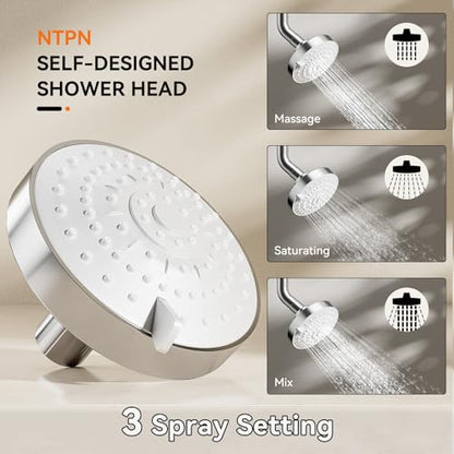 Dual Shower Head for Couples, Double Showerheads (Chrome) | High Pressure, Two Showerhead System Fit 2 Person People, Birthday Gifts for Women Men, Spa-Like, Segmented Design - color: Chrome