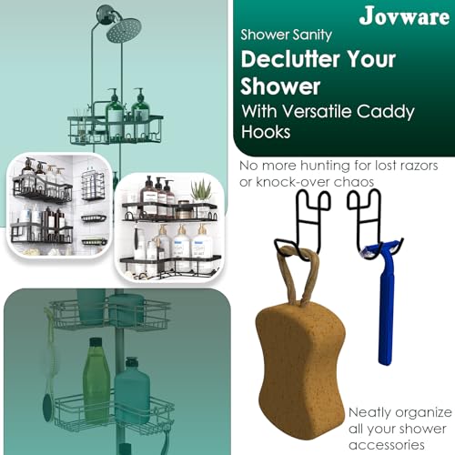 Shower Caddy Hooks, Razor Hanger for Shelf and Loofah (Black - 1 Closed 1 Open) - color: Black - 1 Closed 1 Open