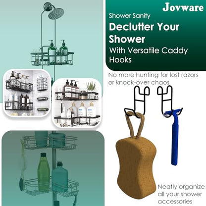 Shower Caddy Hooks, Razor Hanger for Shelf and Loofah (Black - 1 Closed 1 Open) - color: Black - 1 Closed 1 Open