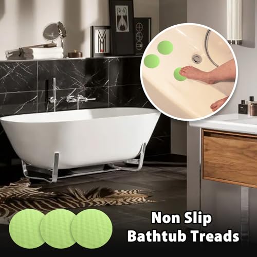 24 PCS Green Round Shape Bathtub Non Slip Stickers | Adhesive Decals, Anti Slip for Shower, For Floor Bathroom Stairs Ladders, Includes Scraper - color: Green