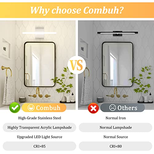 Bathroom Vanity Light Fixtures Above Mirror, Modern Wall Sconce | Small 16 Inch, Chrome, Soft Shadow Free, Linear Lamp Bar, over Sink, Sleek, Rustproof, Non-Glare, 4000K Natural White, 1 Pack - color: 4000K, size: 16inch