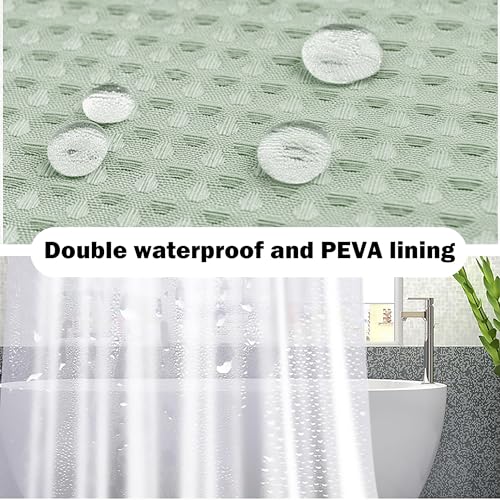 25 PCS Green Bathroom Accessories Set丨Shower Curtain Bathroom Accessory | All-in-One Kit with Shower Curtain,rug,Trash Can,Toothbrush Holder,Toilet BrushSoap Dispenser,Toothbrush Cup,etc for Home - color: Lightgreen